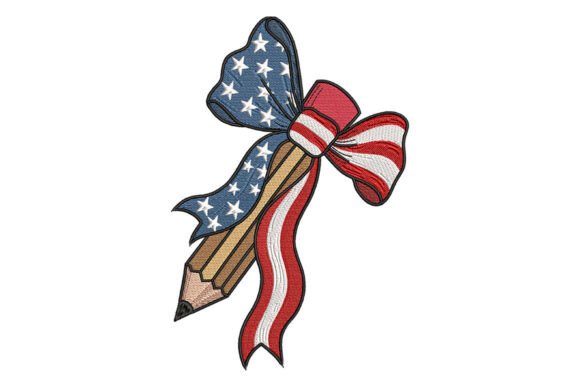 Review: USA Flag Bow Pencil Embroidery Design